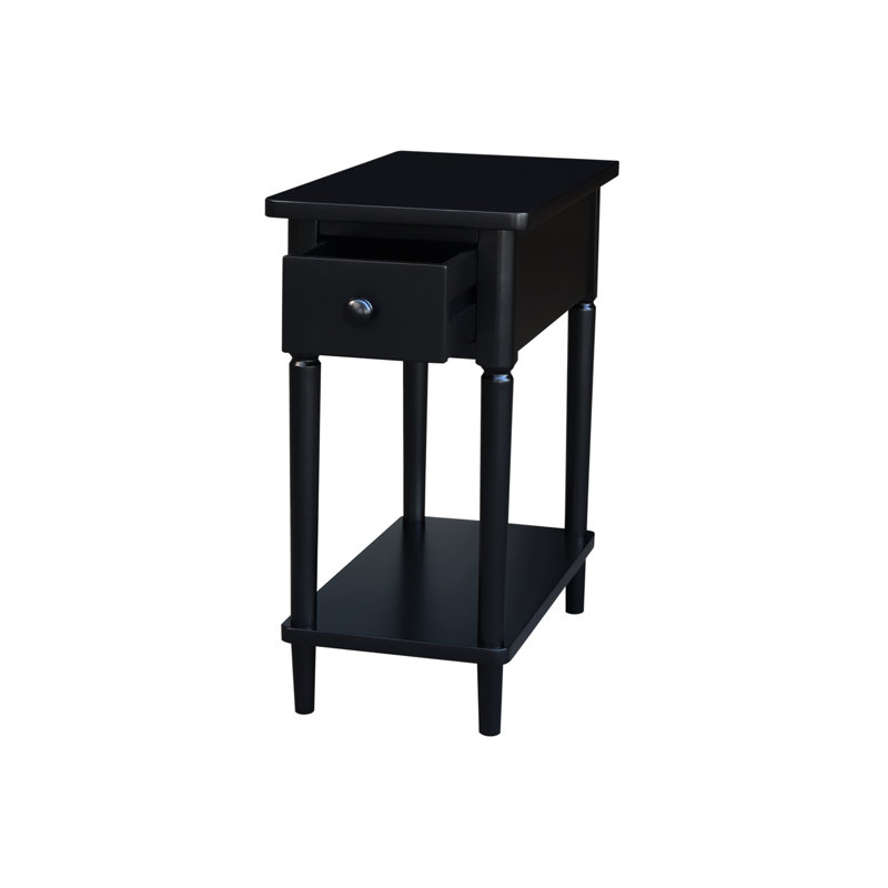 Deboria Solid Wood End Table with Storage, Black