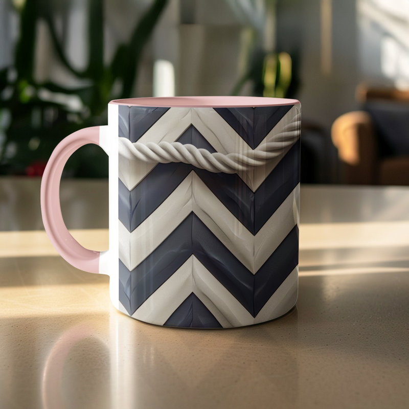 Chevron 11oz Accent Coffee Mug, Pink