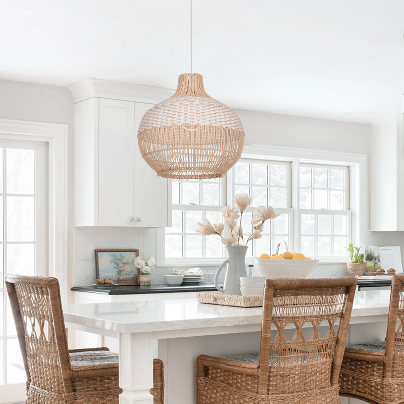 Berklin 1 - Light Natural Dome Pendant, 13.77" H x 11.81" W x 11.81" D