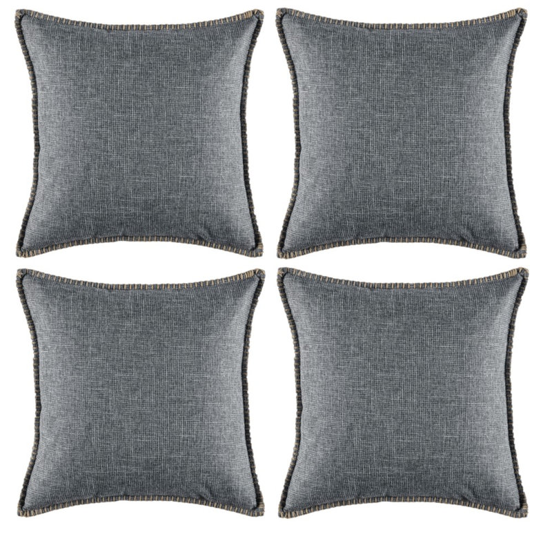 Linen Pillow Cover, Rectangle  14"H x 20"W, Gray, Polyester
