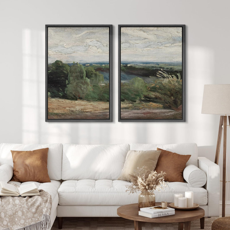 «Rolling Hills At Dusk Scenic», 2 pièces sur toile, Noir, H 24 po x l 32 po