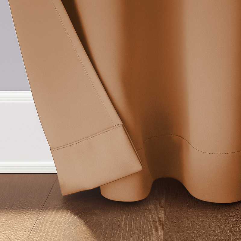 Luxury Plain 100% Blackout Curtains 2 Panel Eyelet Room Curtain, 167cm W x 183cm L, Beige
