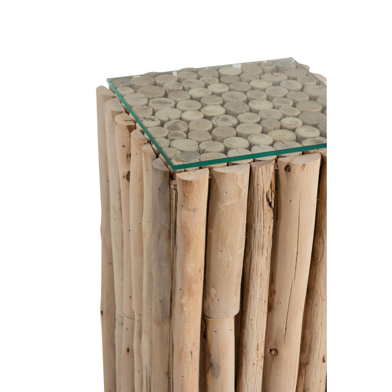Ohara Glass Top Block End Table