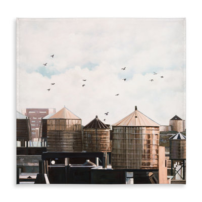 Water Towers Tablecloth - Contemporary Indoor Outdoor Decor