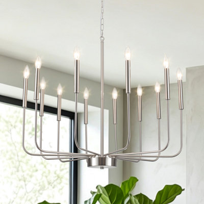 Luminaire linéaire rustique à 12 lumières à intensité variable de style bougie classique / traditionnel pour salon à plafond haut