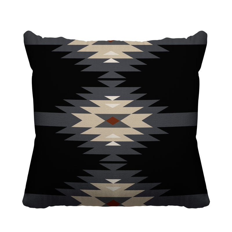 Coussin décoratif intérieur / extérieur Onida Southwestern, Noir, L 17 po x H 17 po
