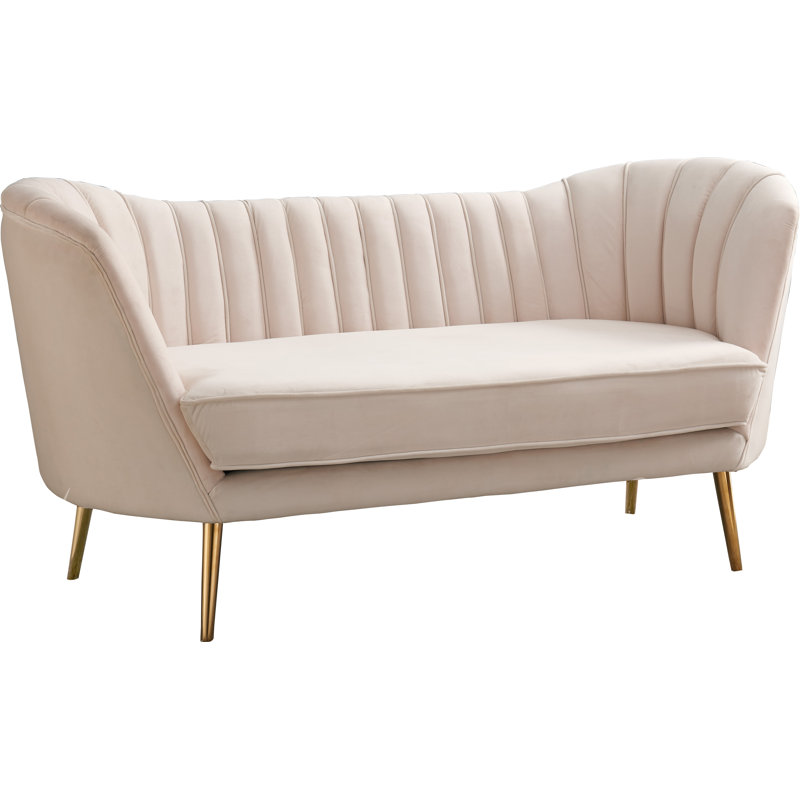 Margo 65" Velvet Flared Arm Loveseat, Cream Velvet
