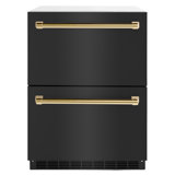 ZLINE Autograph Edition 24 In. Touchstone Refrigerator Drawer in Black Matte and Gold