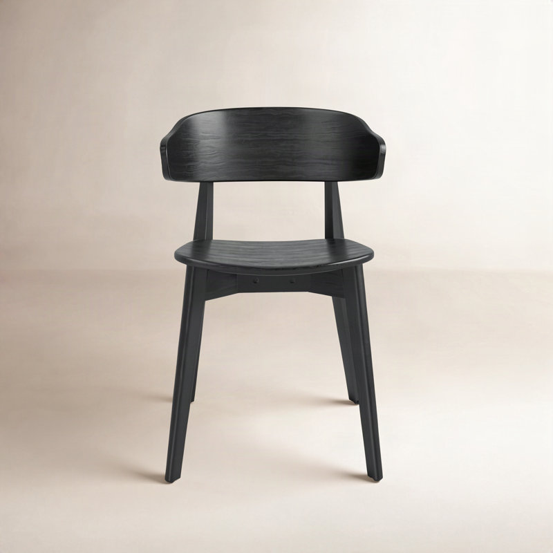 Kassel Solid Wood Wingback Side Chair, Black