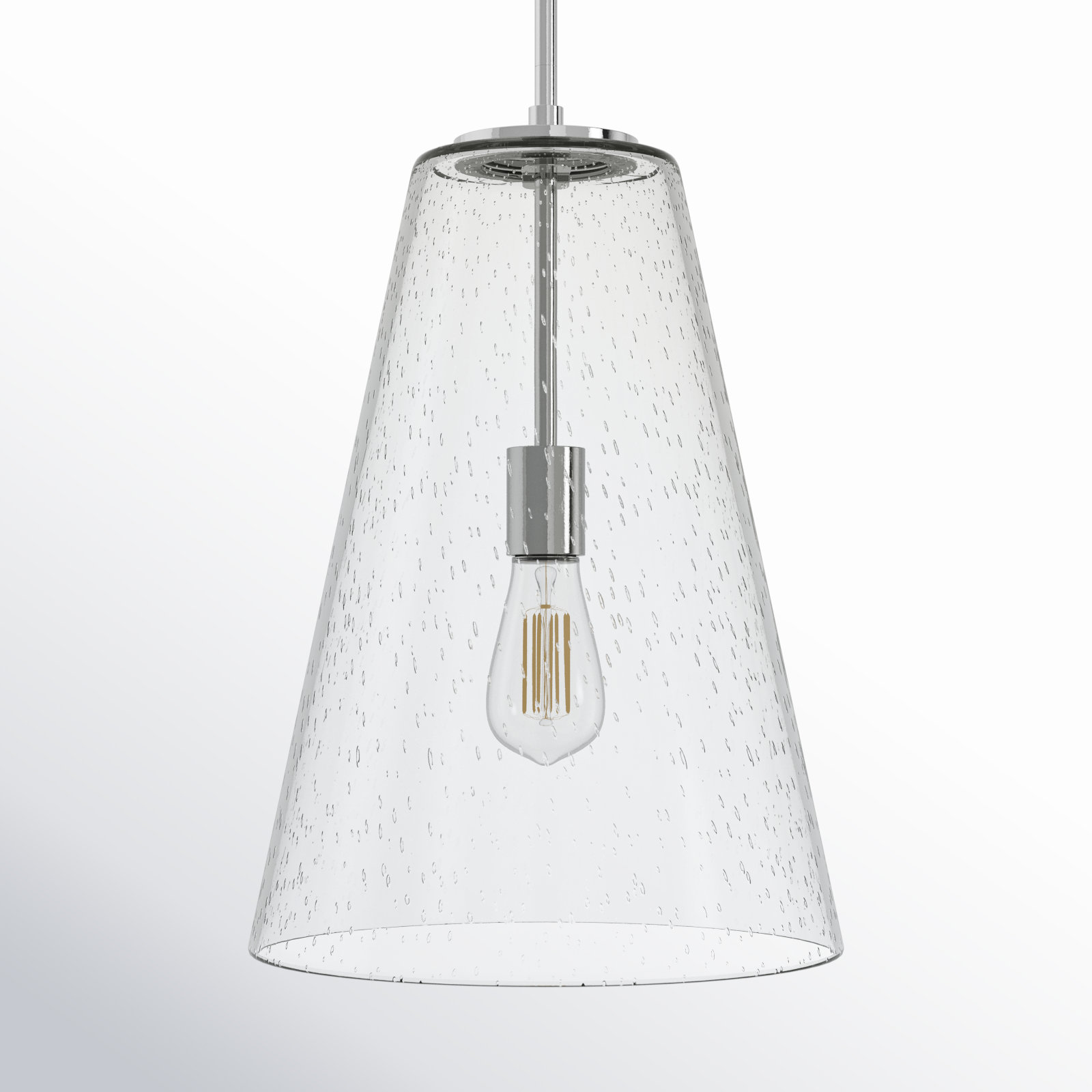 Evanne Single Light Glass Dimmable Pendant, Polished Nickel