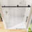 60"X76" Shower Door  Single Sliding Frameless With Matte Black Hardware And 1/4" Tempered Glass For Modern Bathroom