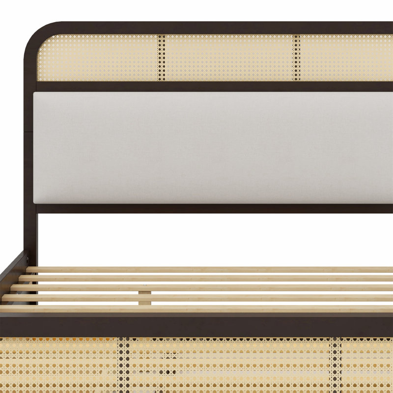 Lit plateforme en bois avec lit gigogne et 2 tiroirs, Espresso