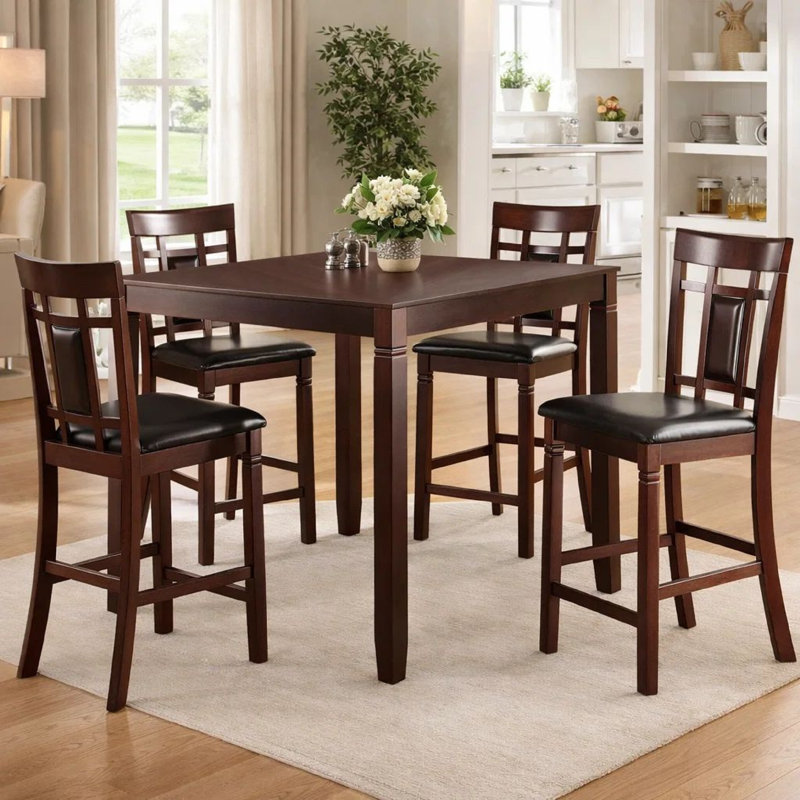 Yuriko 4 - Person Four Leg Dining Set, 36'' H x 42'' L x 42'' W