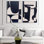 «Bleu marine, style Mid-Century, formes abstraites minimalistes, décoration, salon, chambre à coucher», 2 pièces
