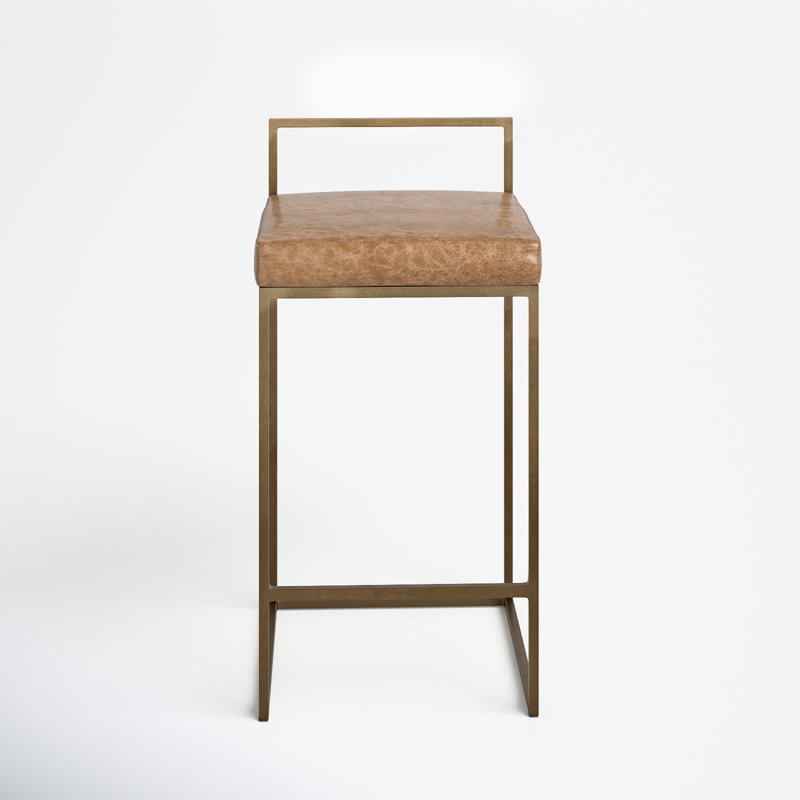 Rumiya 26" Counter Stool, Chestnut Brown, Brass