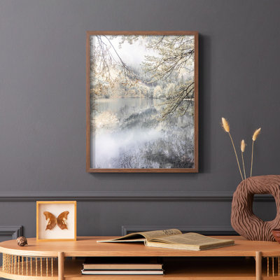 «Misty Lake», reproduction encadrée - bois massif