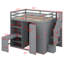 Lit mezzanine avec garde-robe, bureau et tablettes-916915661