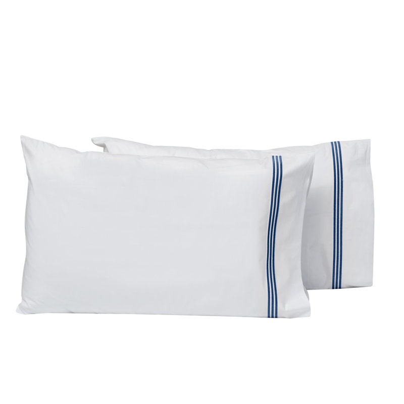 Platinum Pillow Case, White/Dark Blue, King Pillowcase