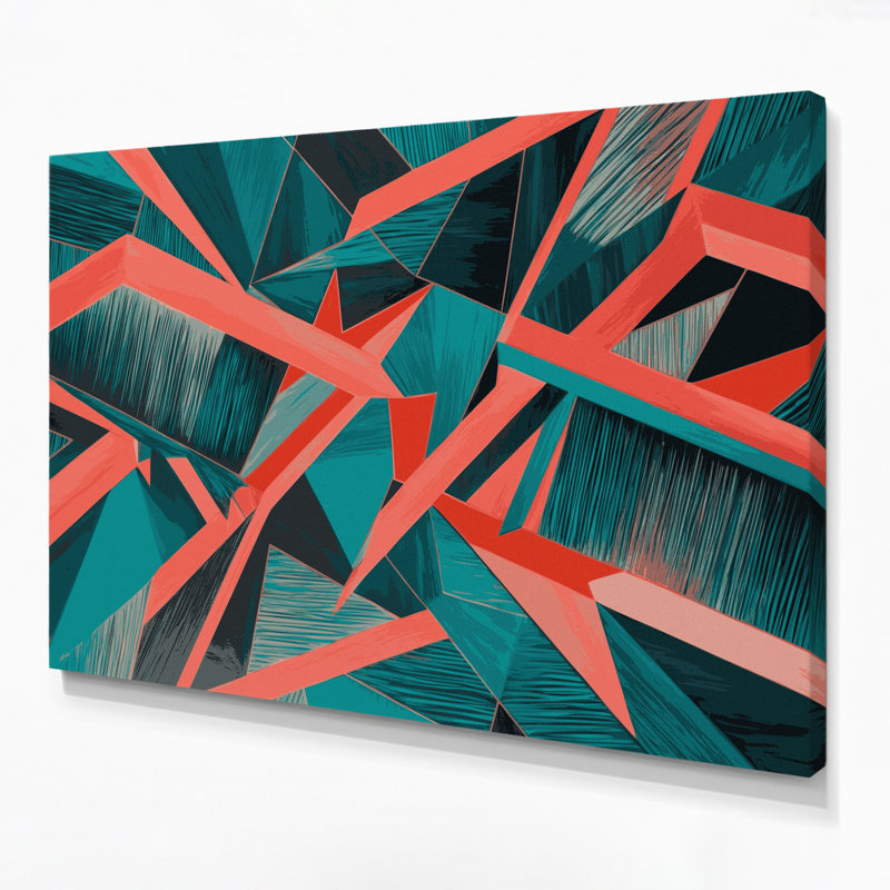 «Geometric Abstraction 42», art mural sur toile bleue, H 24 po x l 36 po