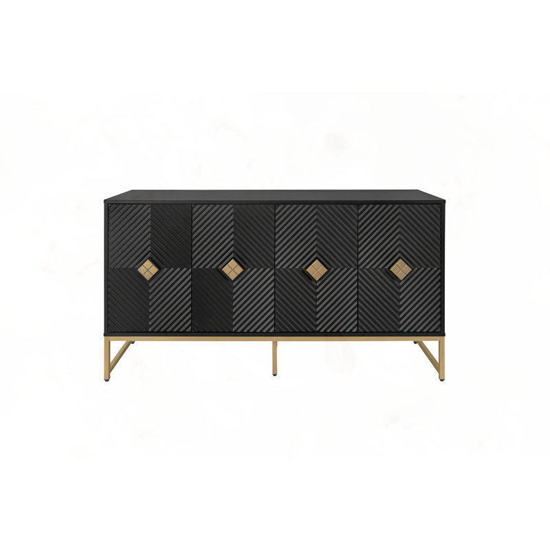 Buffet avec rangement, Noir, noir, noir, noir