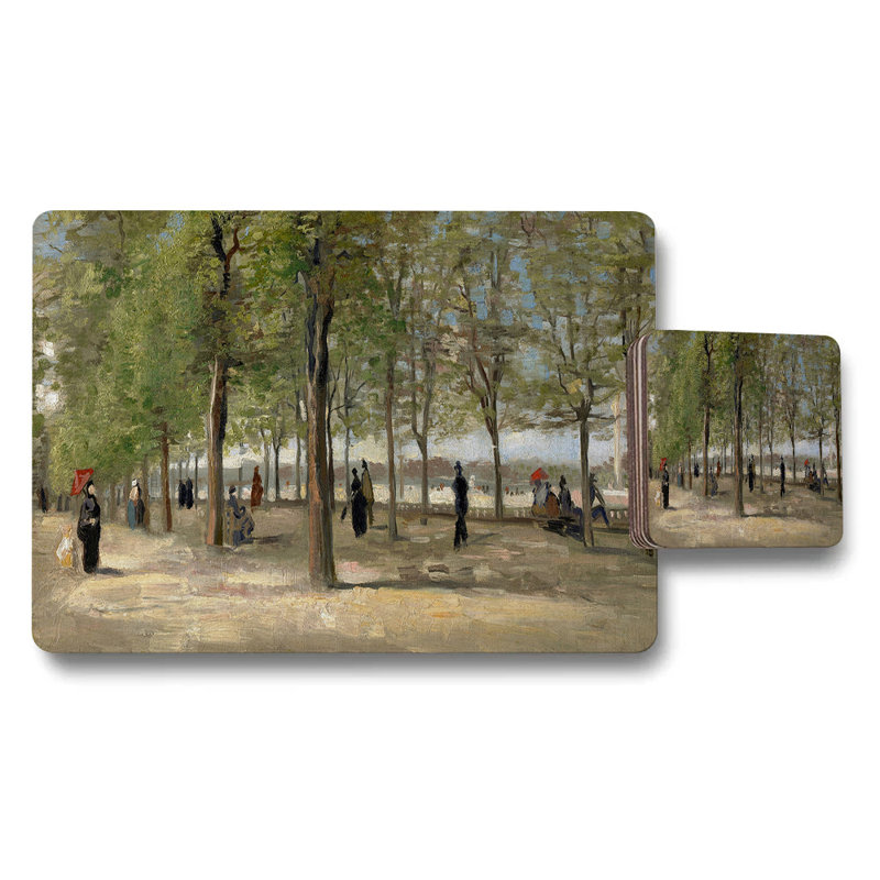 Impressionist Park Scene Placemats And Coaster Set