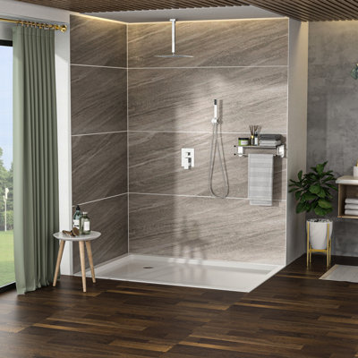 Pomme de douche carrée double nickel brossé 16 pouces, fixation carrée au plafond, couleur