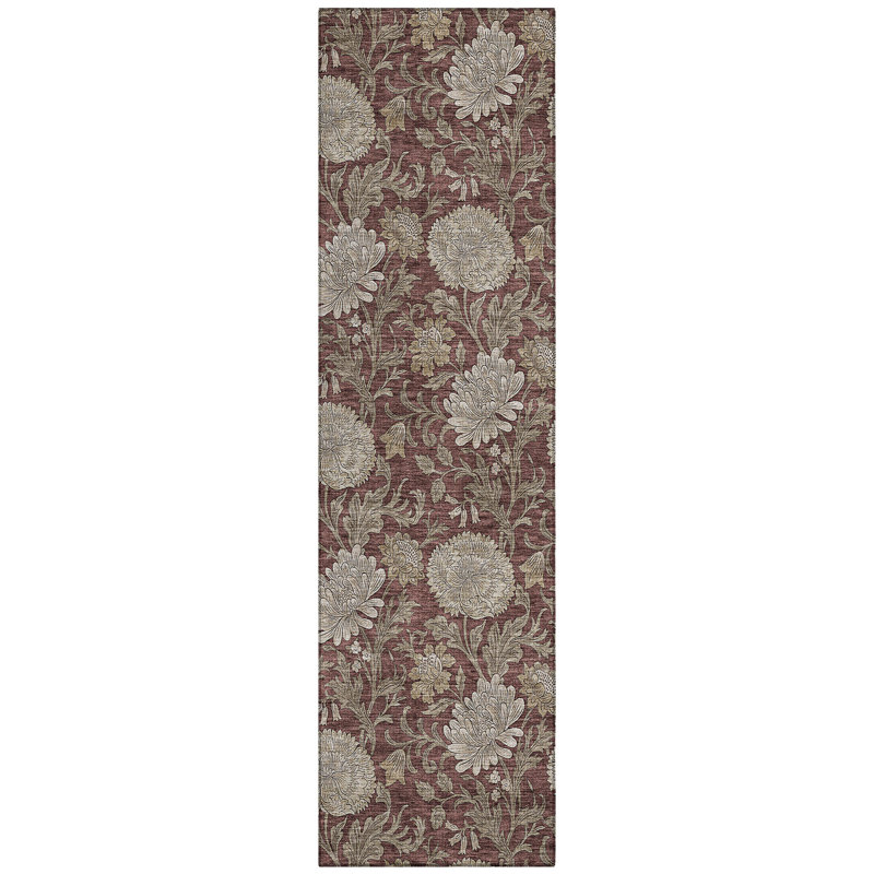 Washable Floral Indoor / Outdoor Rug, Runner 2'3" x 7'6"