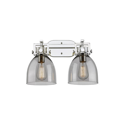 Kyaira - 2 lumières - 17 pouces - Nickel poli - abat-jour fumée clair - éclairage de meuble-lavabo
