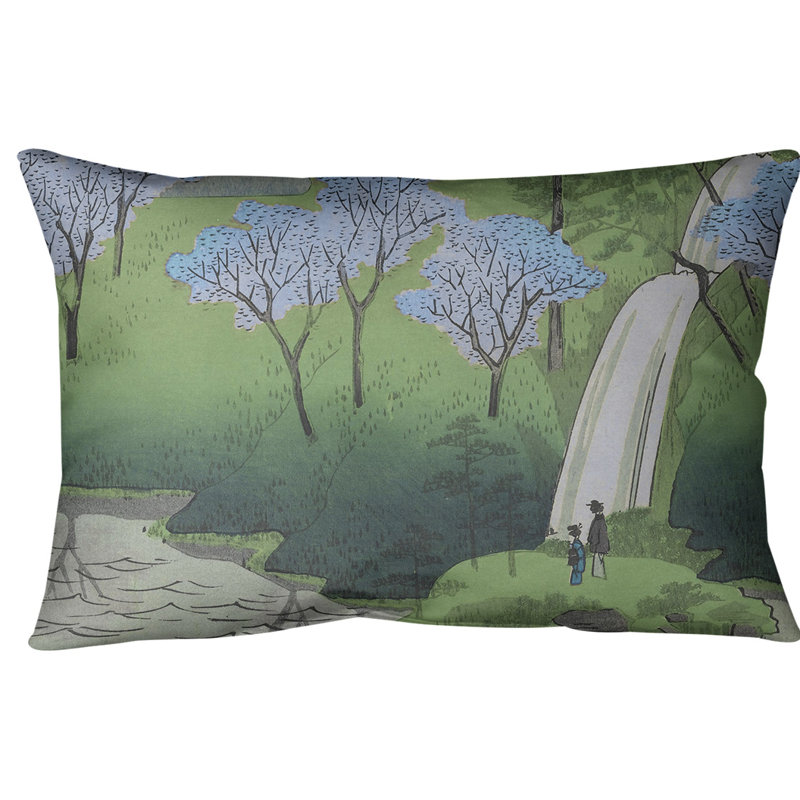 Coussin lombaire chiyogaike étang, Bleu, Sergé de coton