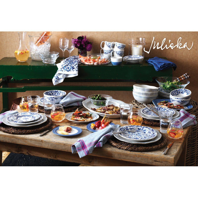Iberian Side/Cocktail Plate, Indigo/White