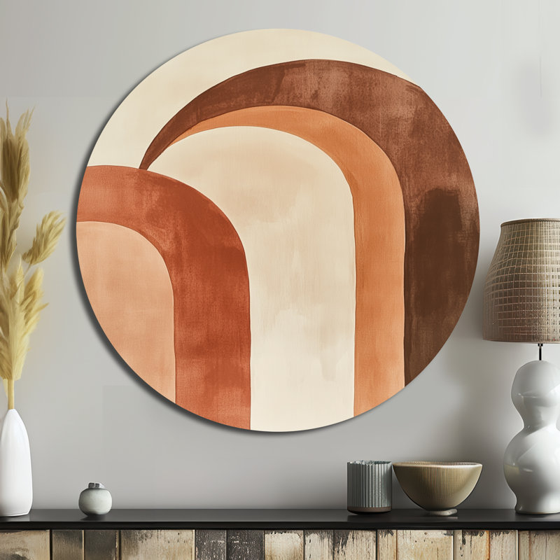 Lenum - formes abstraites, art mural rond en métal, L 29 po x H 29 po