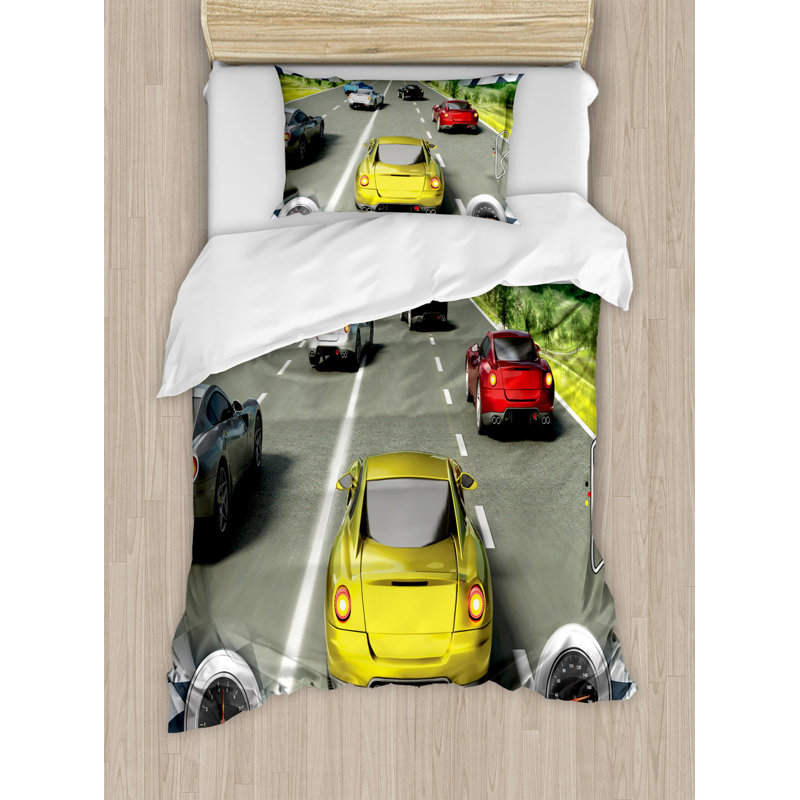 Ensemble de housse de couette Cars, Housse de couette simple + 1 taie décorative stan