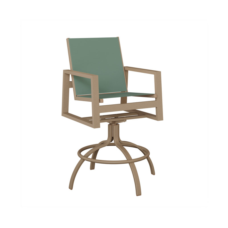 Chaise de salle à manger pivotante en aluminium et chêne Ohlson, Bleu sauge, Aluminium, chêne, veine de bois