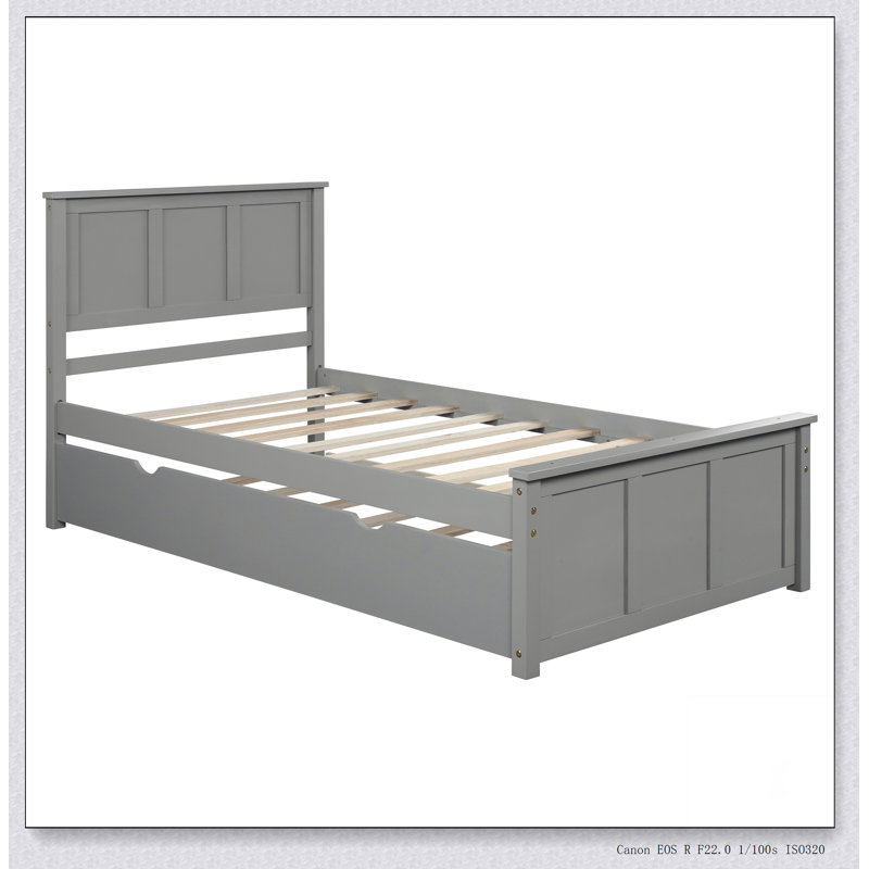 Lit plate-forme avec lit gigogne, Gris