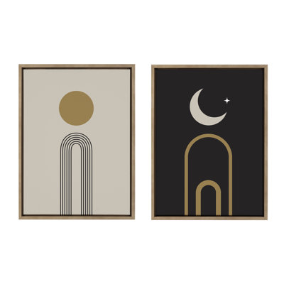 Red Barrel StudioÂ® Sylvie Boho Minimal Sunrise Rainbow And Boho Minimal Moon Arches Frame Canvas Art Set By The Creative Bunch Studio 2 PC Set 18X24 -  Ivy Bronx, C27E59D9D8EA4D7983CEF2F3E747918B