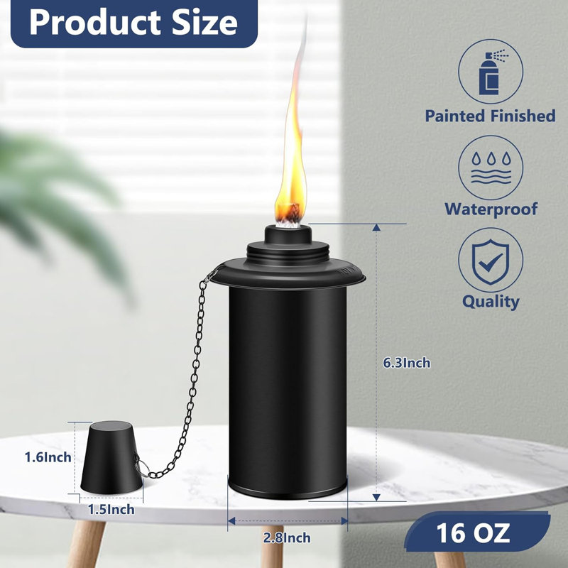Paquet de 6 pots de rechange pour torche à citronnelle, 16 oz de flacons de torche rechargeables avec mèches