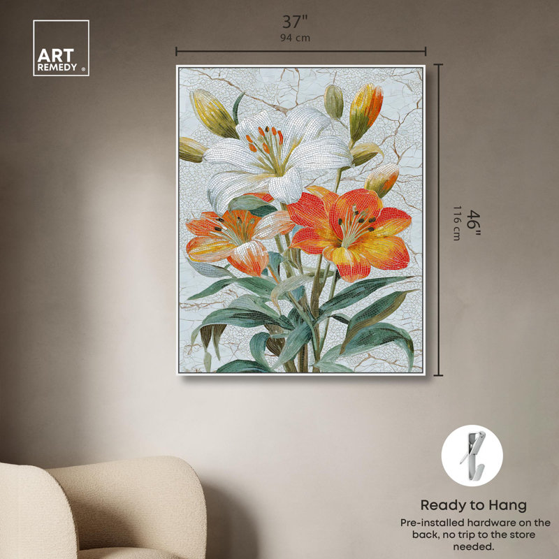 Impression sur toile Tile Garden III par Art Remedy, H 20 po x l 24 po, Cadre blanc
