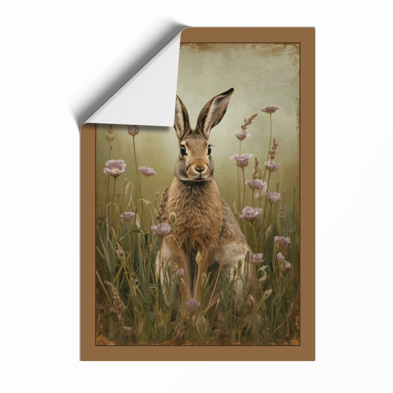 Rabbit in Wildflowers Boho - Framed Print, A3 - 42.0 x 29.7 cm, Unframed