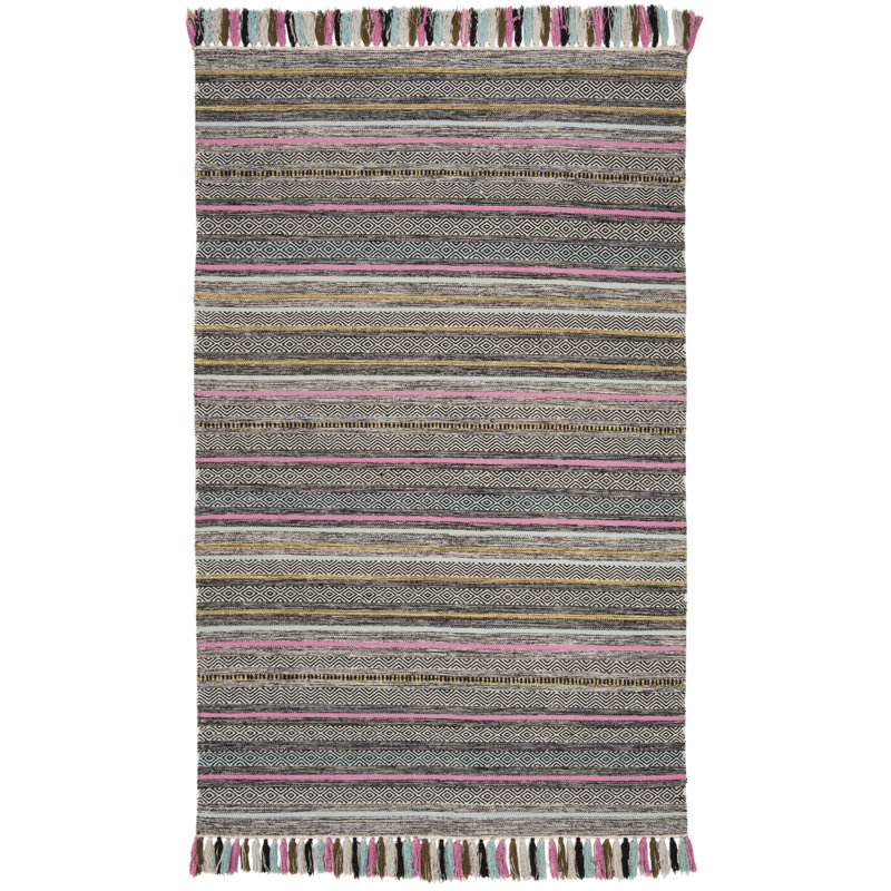 Montauk Hand Woven Cotton Striped Rug, Rectangle 5' x 8'