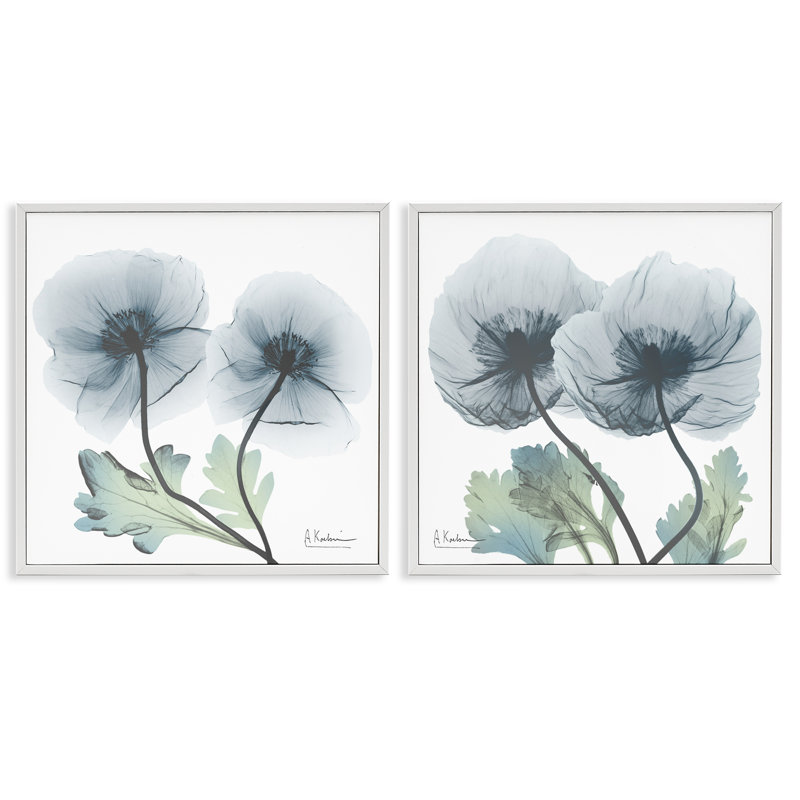 Luminic Sapphire Florals, ensemble de 2 giclées encadrées, design par Albert Koetsier, H 24 po x l 24 po