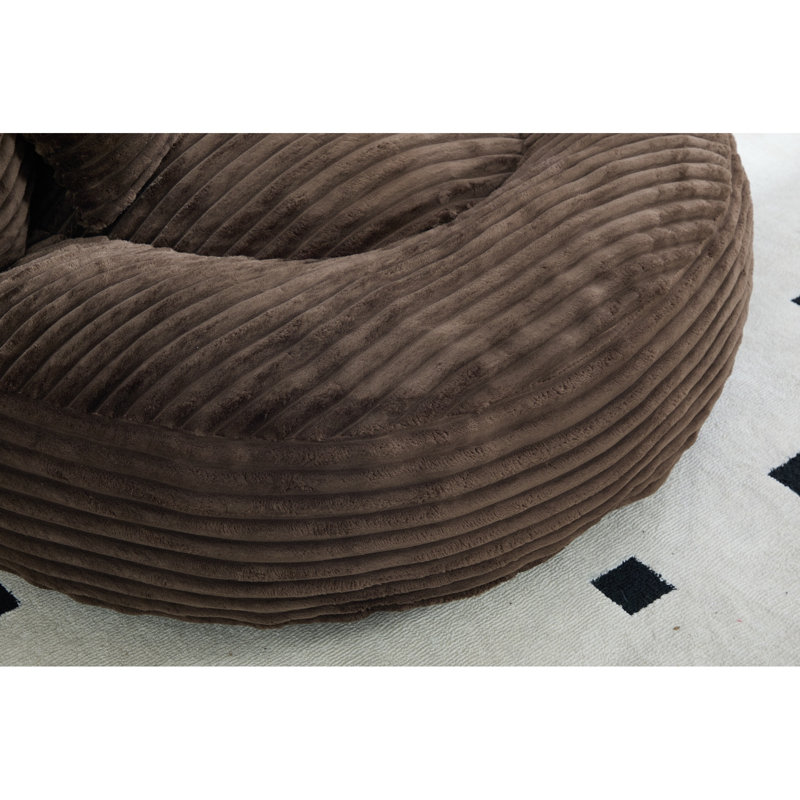 Pouf individuel, pouf en velours côtelé avec 3 coussins et accoudoirs, Coffee Corduroy