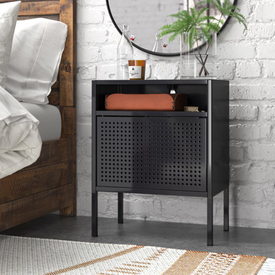 Kleopas Metal Nightstand with Integrated LED Light 3-Tier Nightstand
