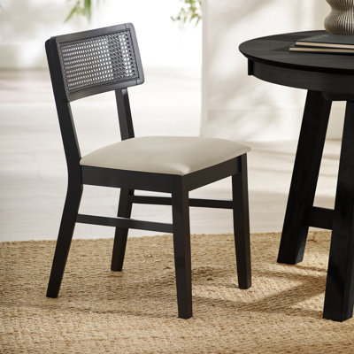 Elnathan Natural Fabric Rattan Back Dining Chairs