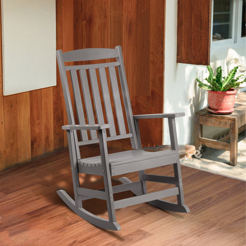 Chaise berçante d'extérieur en plastique Langsa, Gris