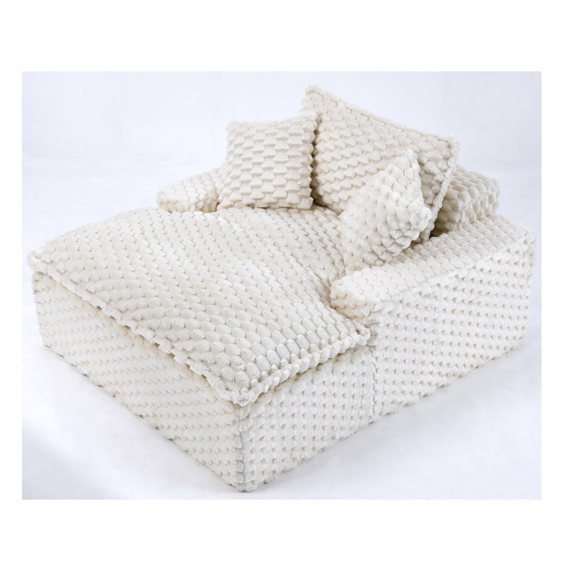 Upholstered Chaise Lounge, White