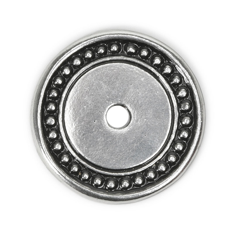 Round beaded escutcheon in Antique Brass, Silver