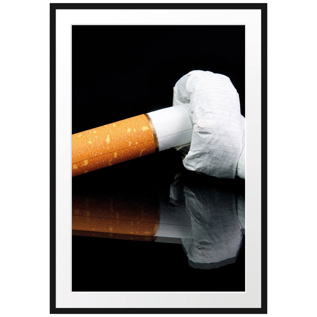 Gerahmtes Poster Zigarette mit Knoten Don't Smoke