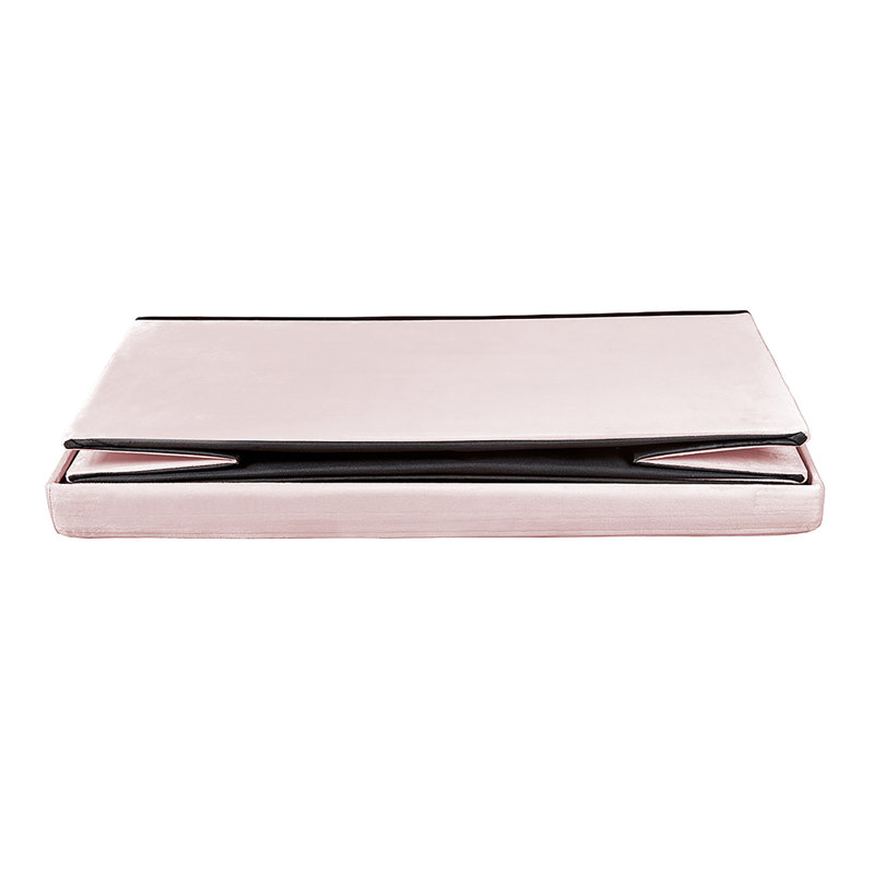 Peachey 76cm Wide Velvet Rectangle Solid Colour Standard Ottoman with Storage, Blush