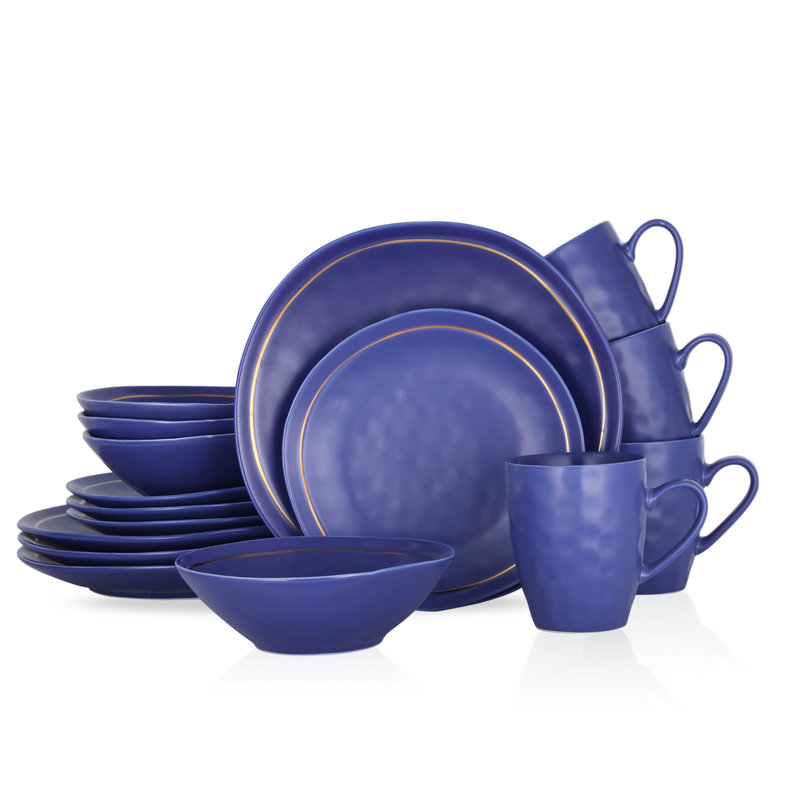 Stone Lain Clara 16-Piece Dinnerware Set Porcelain, Blue