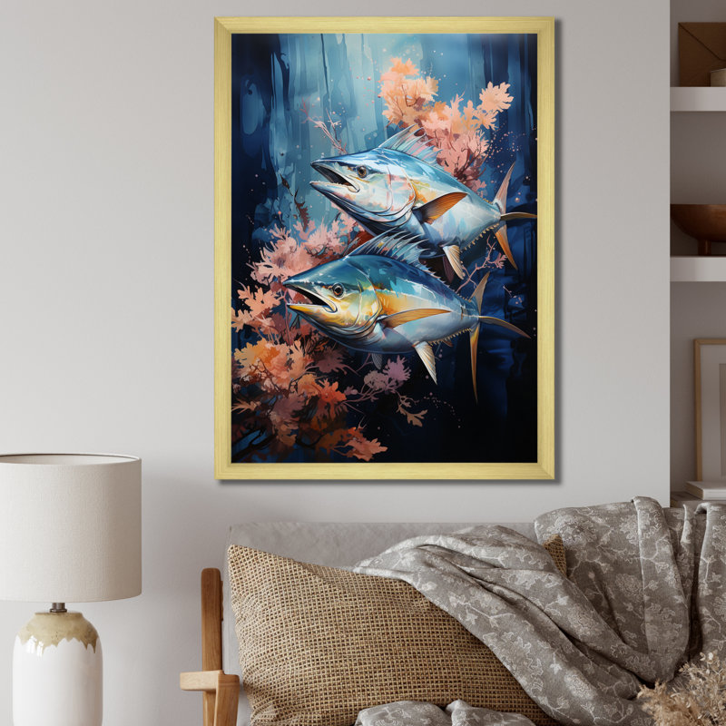 Zao " Fishing Majestic Marlins V ", Gold Picture Framed, 44" H x 34" W x 1.5" D